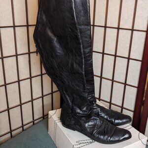 Miroïke German Knee High Boots, black moulded leather, sz 39